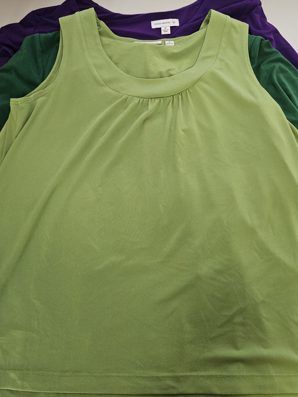 Susan Graver Lime Green Scoop Neck Sleeveless Tank Top